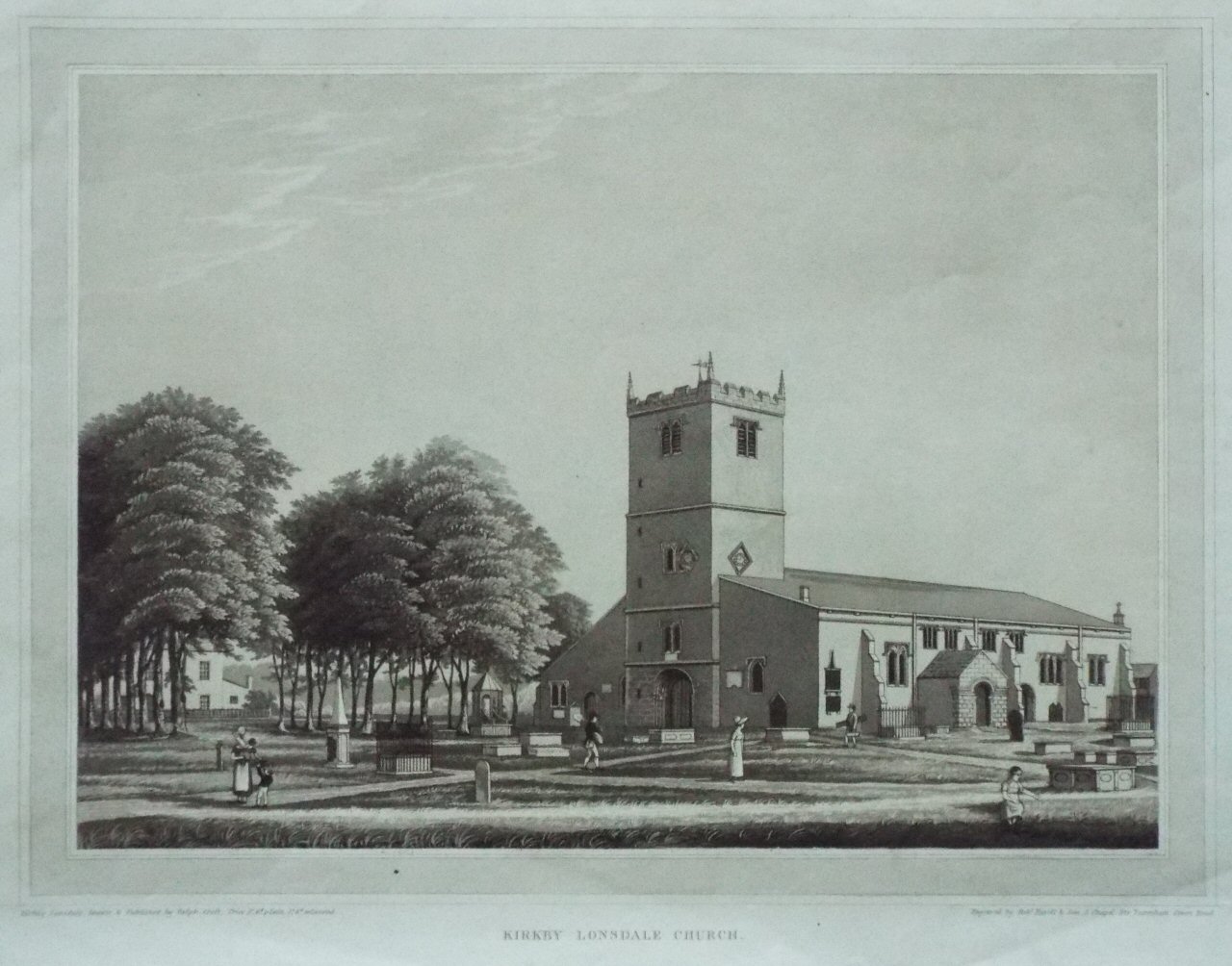 Aquatint - Kirkby Lonsdale Church. - Havell